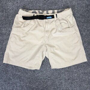 KAVU Shorts Mens 33x7.5 Medium Beige Belted Casual Outdoor Low Rise Cotton Adult